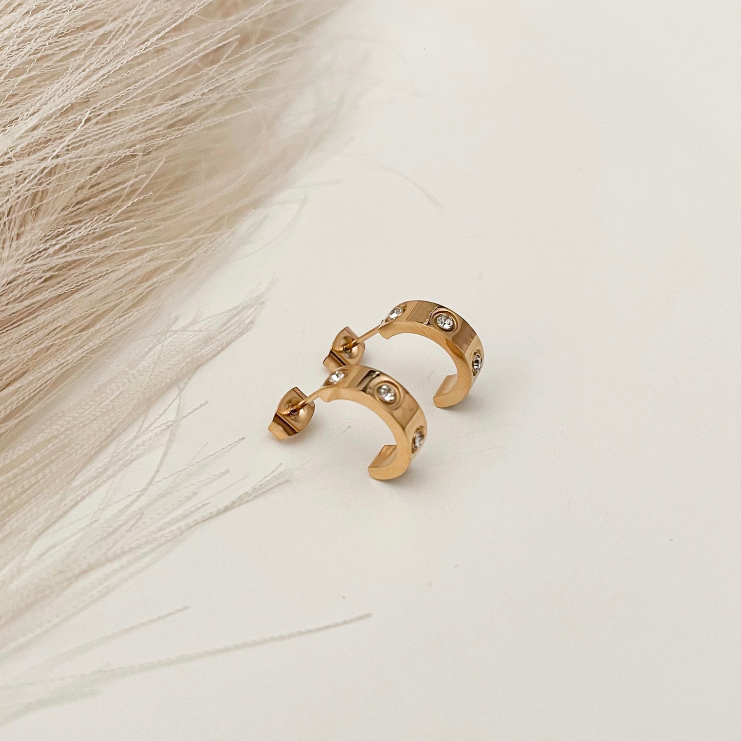 Classic Zirconia Gold Earrings
