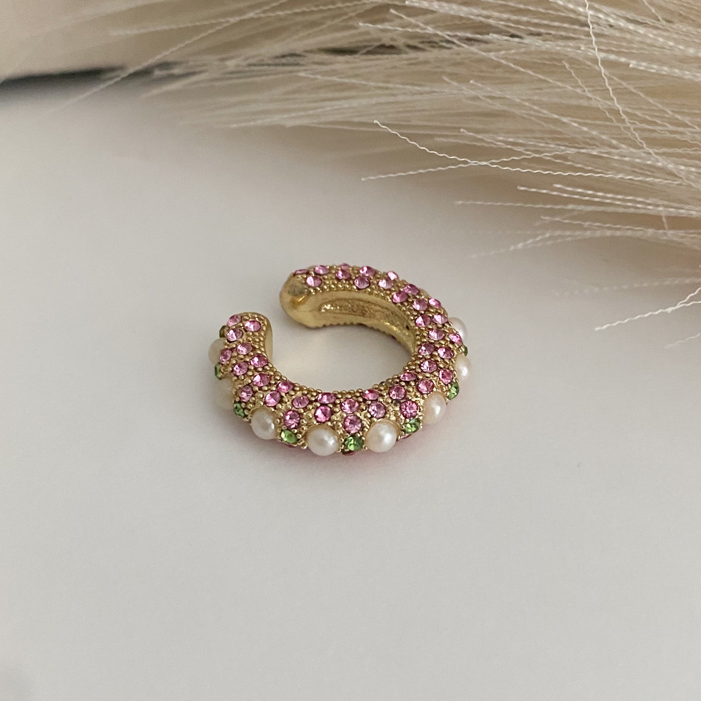 Pink & Green Earcuff