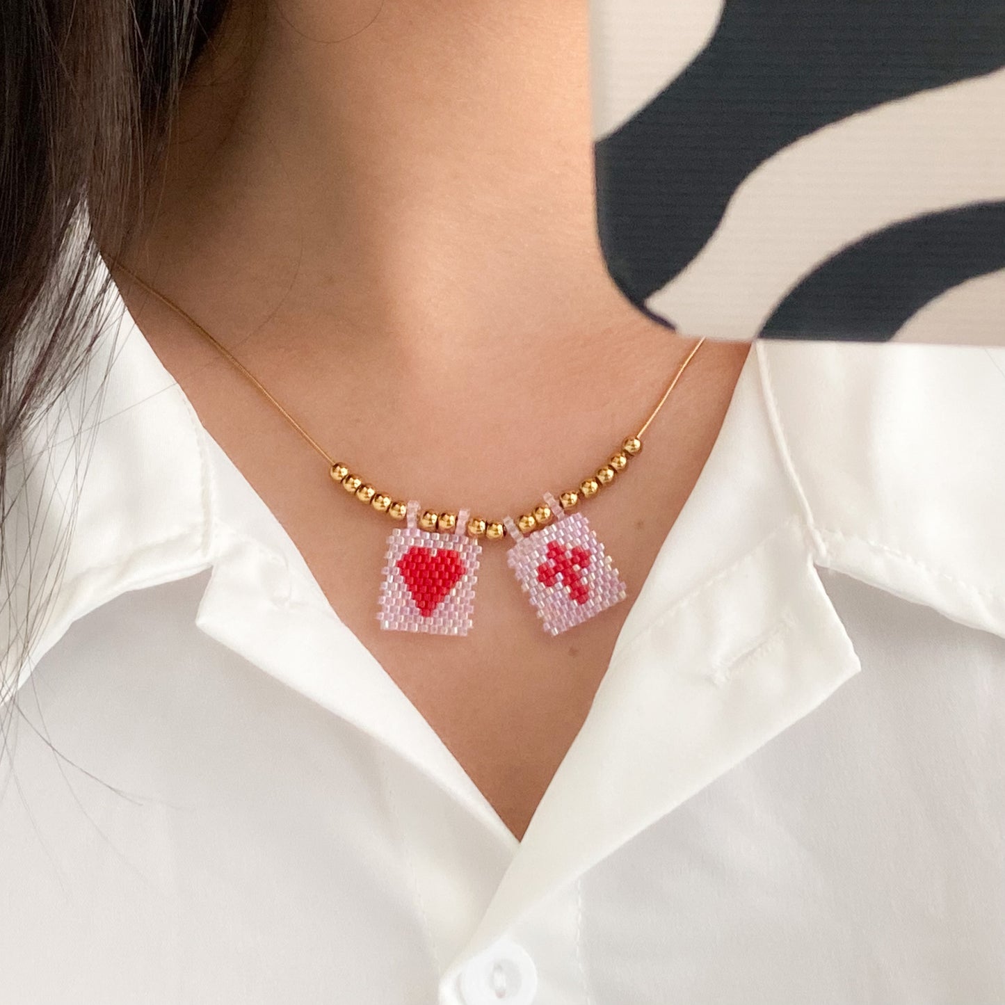 Pink and red scapular