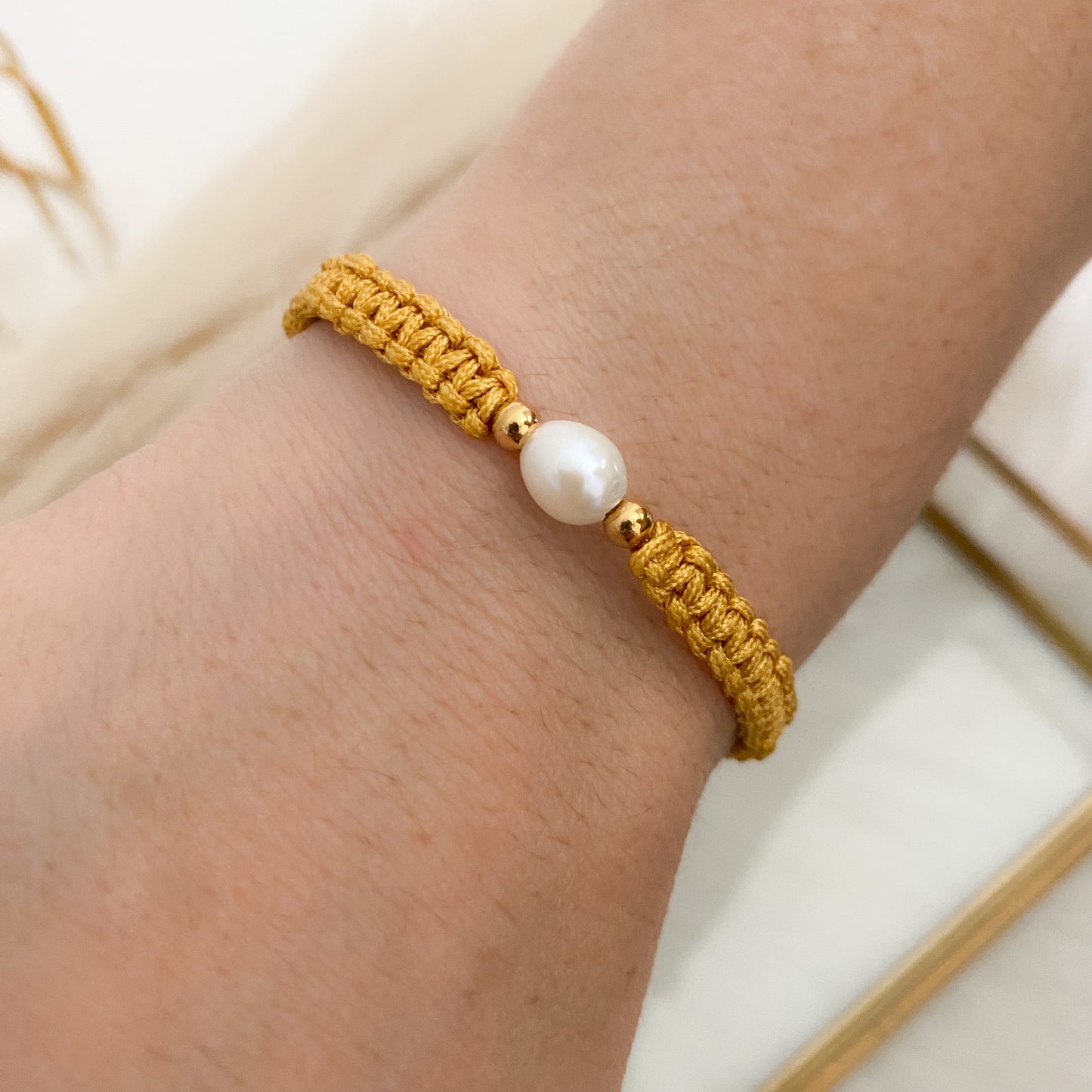 Light Gold Pearl Hand Woven Bracelet