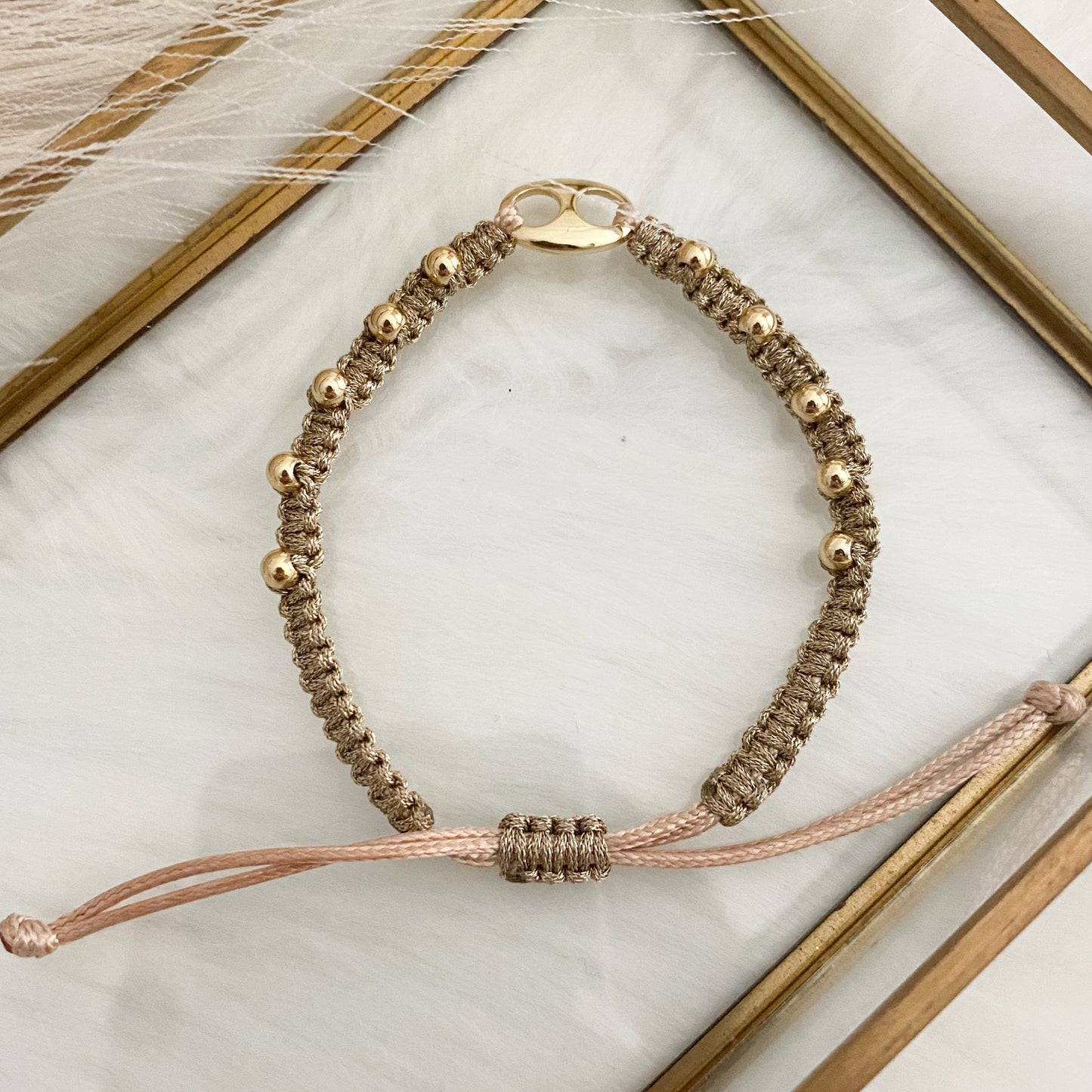 Gold Beads Hand Woven Bracelet
