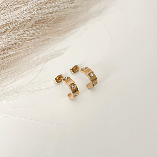 Classic Zirconia Gold Earrings
