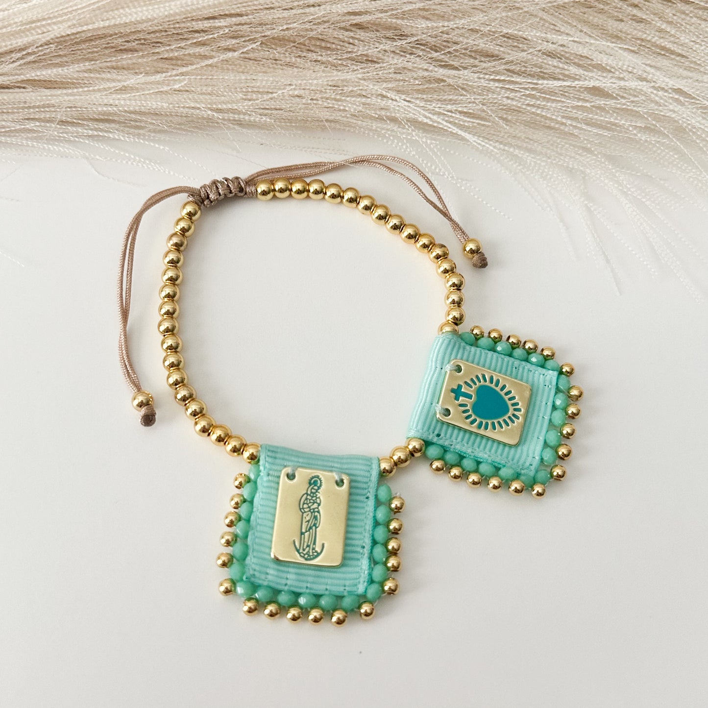 Virgen de la Chinita Scapular Bracelet (Baby Blue)