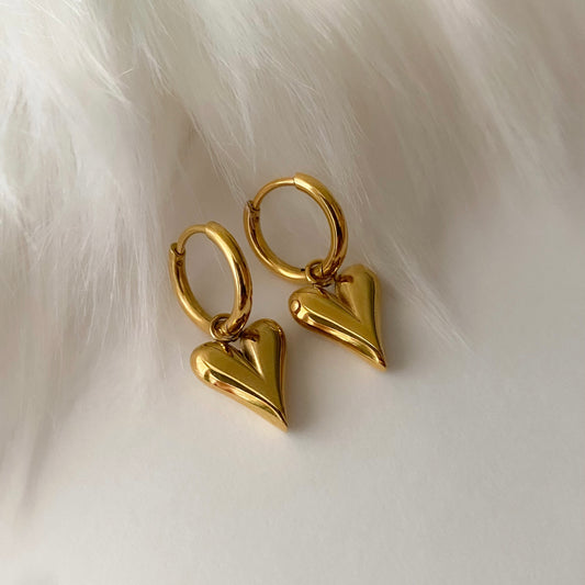 Gold heart hoops