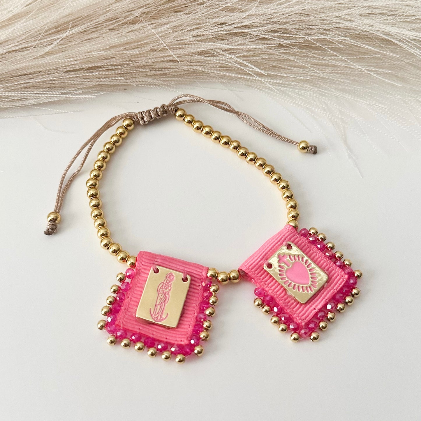 Virgen de la Chinita Scapular Bracelet (Pink)