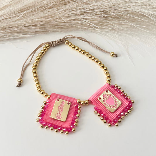 Virgen de la Chinita Scapular Bracelet (Pink)
