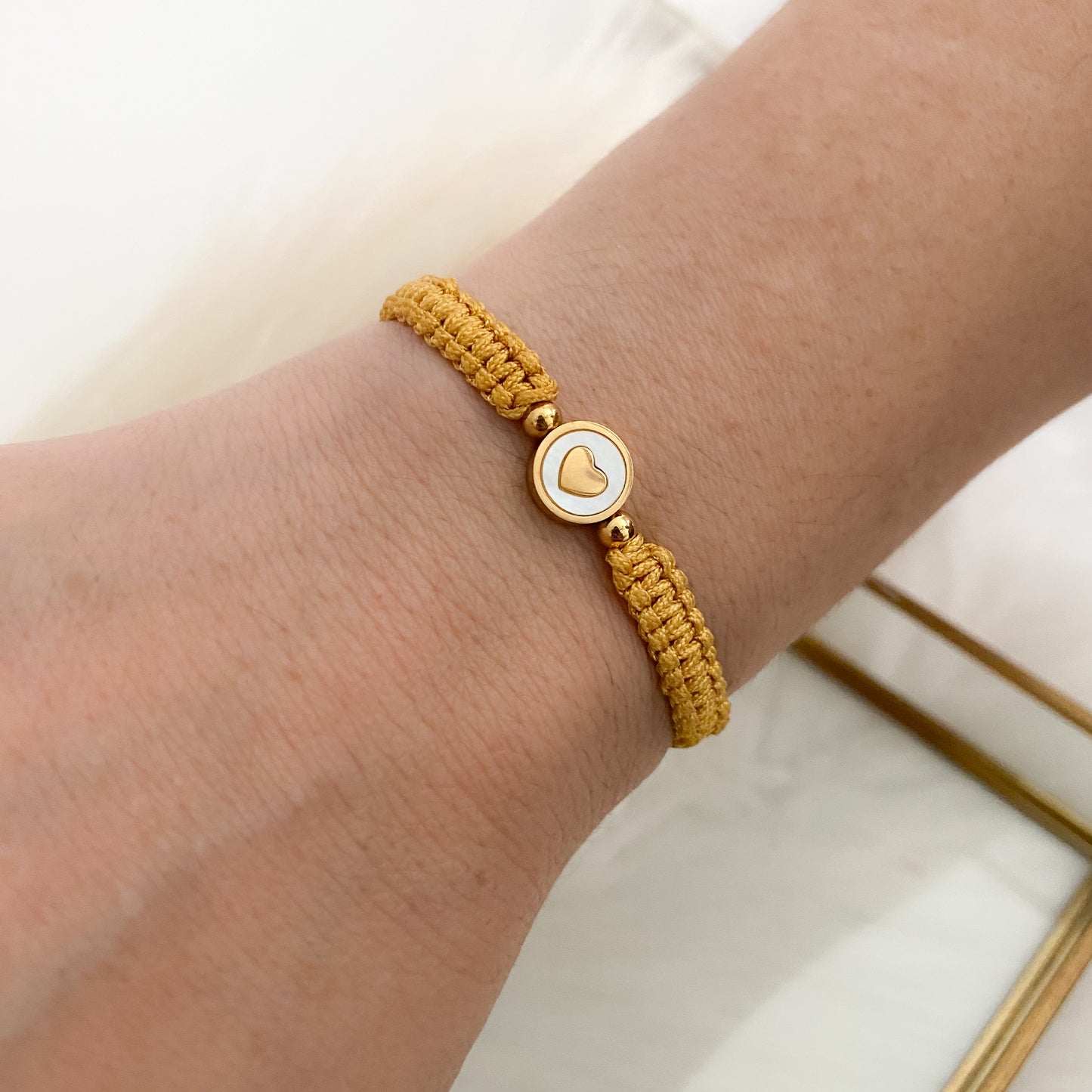 Light Gold Heart Hand Woven Bracelet