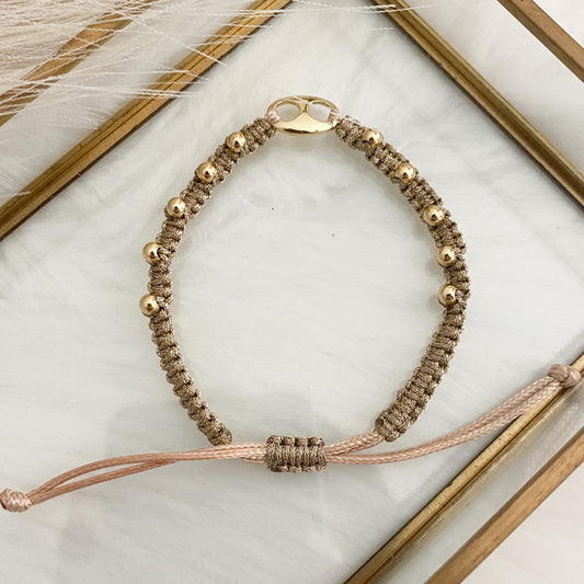 Gold Beads Hand Woven Bracelet